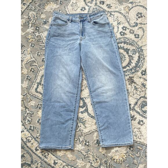 Old Navy Women's Wow Loose Short Blue Denim Cotton Stretch Relaxed Straight 10P - Picture 1 of 7